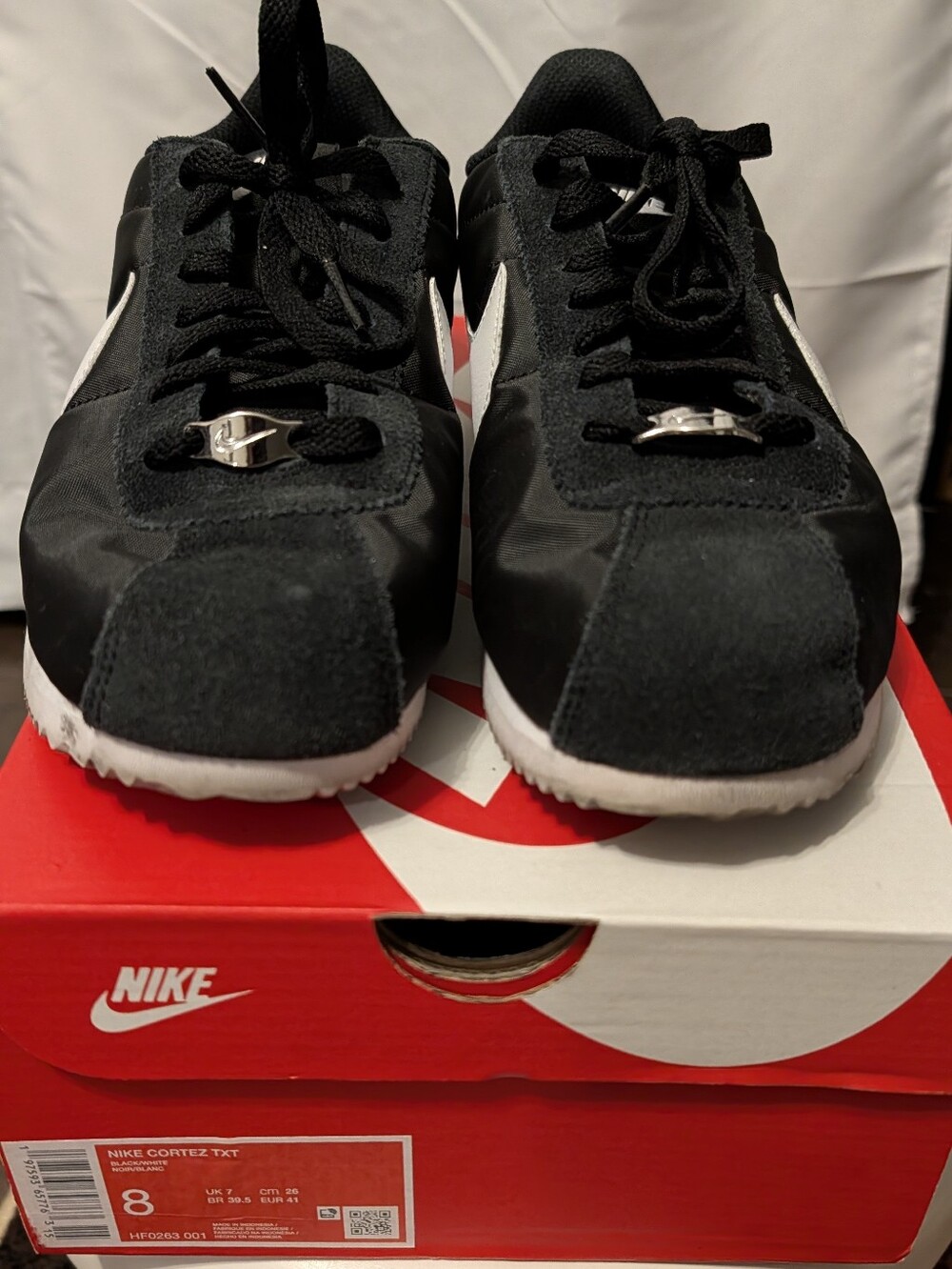 Nike Men’s Black and White Cortez TXT Sneakers